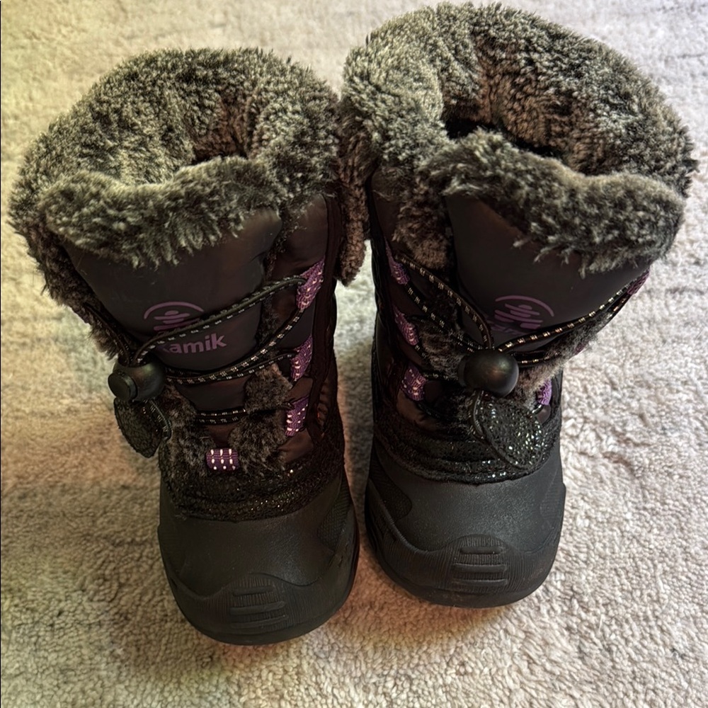 Kamik Kids' Black and Purple Snow Boots